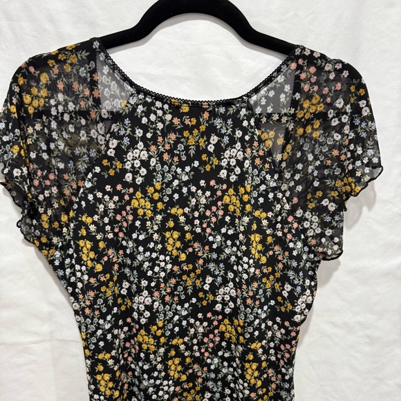 Ultra Flirt Mesh Floral Mini Dress XL Sheer Layered Y2K Indie Grunge Babydoll - Picture 13 of 14